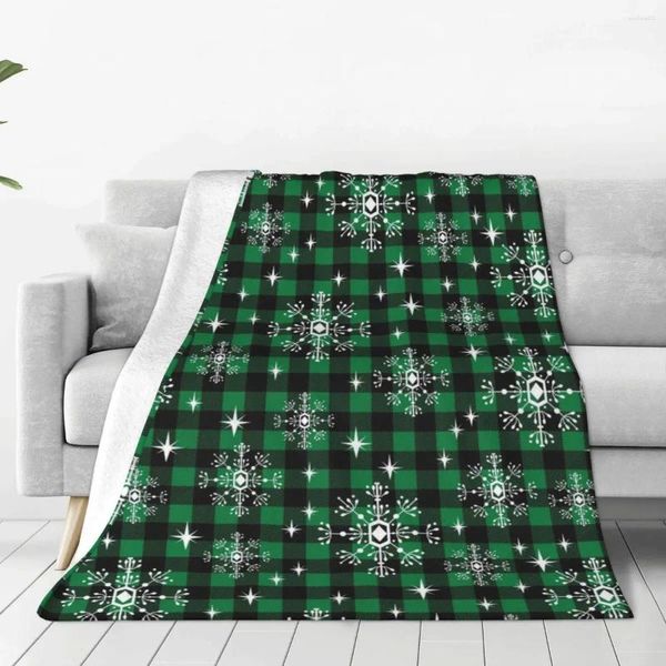 Cobertores de Natal Black Green Green Plaid Lão de lã macio Bobertor quente e aconchegante microfibra confortável para sofá -sofá -cama 40 