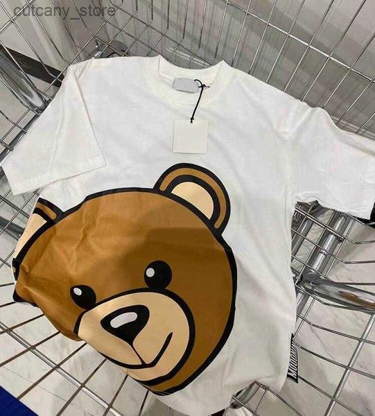 T-Shirts Çocuklar Tişörtler Yaz Kısa Seve Biber Bebek Erkekler TTER Litt Bear Desen Dip Bluzlar Çocuk Giysileri Üstler Tees Pink L46