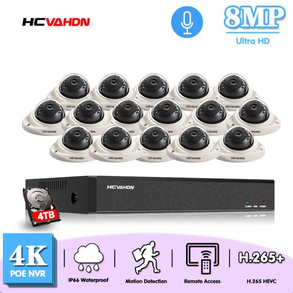 System 16 Kanal CCTV -Kameras -Sicherheitssystem Kit 4K 16Ch NVR Kit 4K POE Dome Video Überwachungskamera -Kamera -System Set 8Ch 8MP IP -Cam -Set