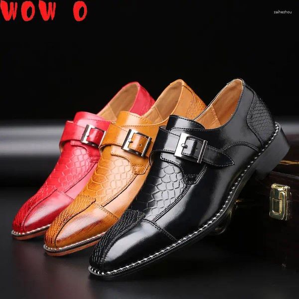 Sapatos casuais clássicos de crocodilo de crocodilo masculino vestido de couro pontudo