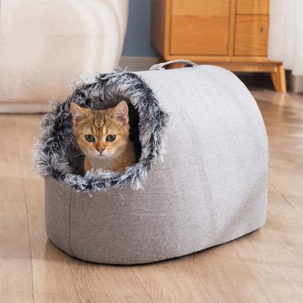 Kedi taşıyıcılar yatak rahat kış sıcak portatif evcil hayvan sepeti ev derin uyku evcil hayvan çadır rahat mağara yuva kapalı yıkanabilir el çantası malzemeleri