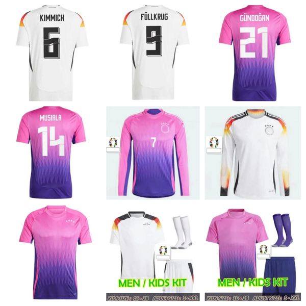 2024 Maglie da calcio Germania 24 25 Muller Musiala Kimmich Havertz Gundogan Kroos Reus Gnabry Sane Sane da calcio MAILLOT FEED MIGLIE KIDS GIOCO DEI Player Versione Long