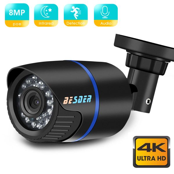 Câmeras besder 4k 8mp H.265 Câmera de segurança Câmera de IP à prova d'água ao ar livre 2MP Ir Visão noturna Multi View Plugplay Detecção de movimento CCTV