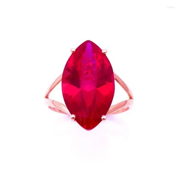 Кластерные кольца Классическая мастерство 585 Purple Gold 14k Rose инкрустирована маркиза Shape Ruby for Women Simple Charm Day Day Gift