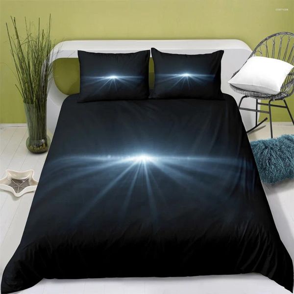 Bettwäsche -Sets Polyester Abstract Black Bettbedeckung Digitaldruckset mit Kissenbezug wiesen König