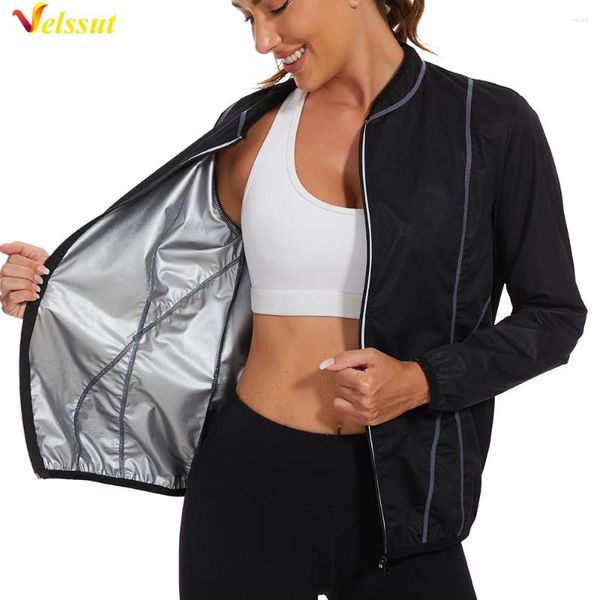 Shapers feminina Velssut Sauna Jaqueta de suor Mulheres Perda de peso Tampe camisa de fitness Roupas de roupas de ginástica