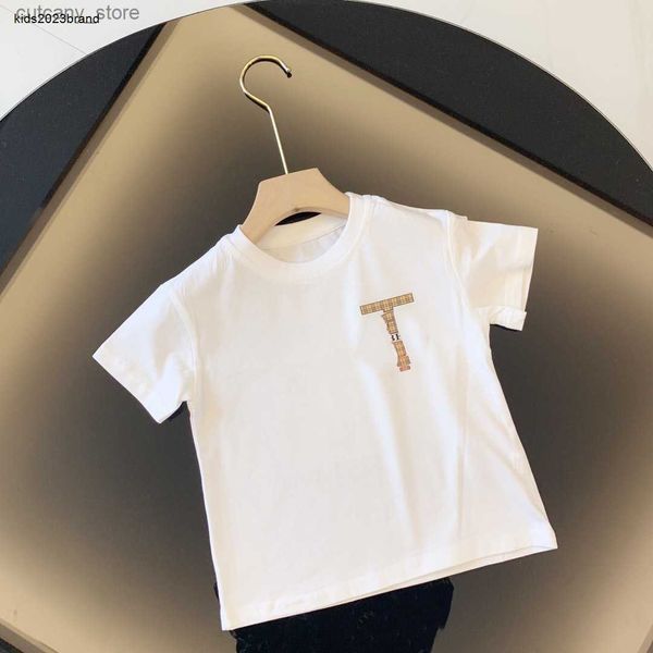 T-Shirts Neue Kinder T-Shirts Khaki Print Sommer Jungen Top Size 90-150 cm Designer Baby Kleidung Mädchen Kurzes Seve Cotton Child Tees 24Feb20 L46