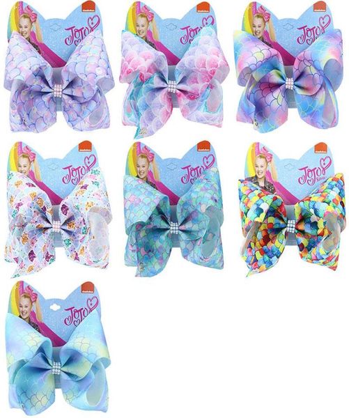 Nuovo Design 57 Design da 8 pollici Jojo Bow Hair Bows Hairpins Heart Leopard Mermaid Design Girls Clips Accessorio per capelli Accessorio Clippers9261250