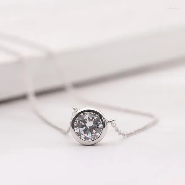 Подвесные ожерелья мода французская романтическая леди круглый серебряный серебряный серебряный серебряный ожерелье для женского ожерелья Свадебные украшения