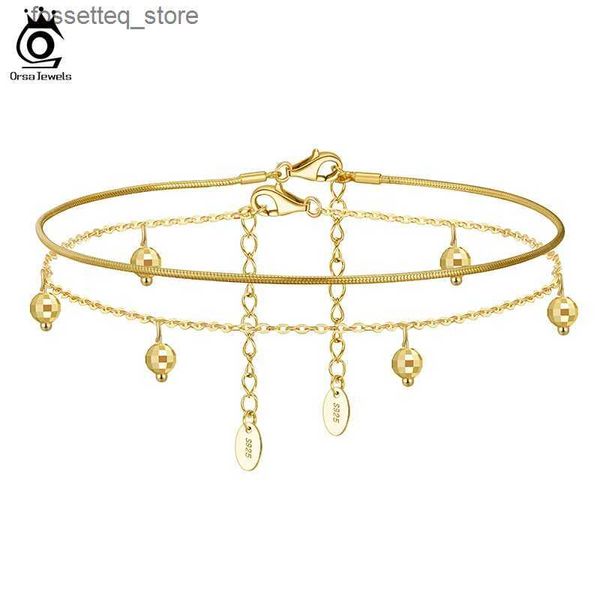 Tornozinhos orsa jóias 925 Minchas de satélite em camadas de prata Cross Cross Cross for Women Summer Summer Foot Tennis Fashion Fashion Jewelry SSA01 L46