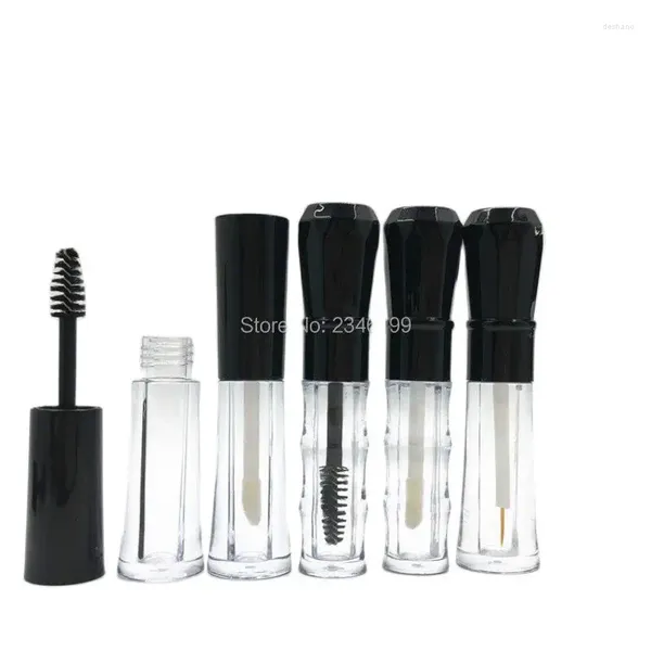 Bottiglie di stoccaggio Tubo eyeliner vuoto 2 ml Mini Mascara trasparente Packaging Black Cover Black Lipgloss Cosmetic contenitore 50pcs