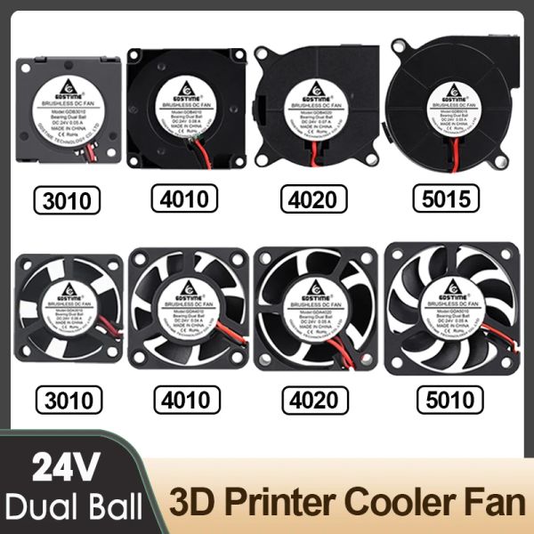 CPUS 2PCS GDSTIME Çift Top 30mm 40mm 50mm 24V Fırçasız Turbo Fan 3D Yazıcı Parçaları Soğutma DC Blower Fan 3010 4010 4020 5015