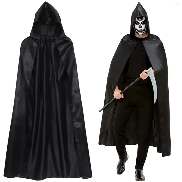 Party -Dekoration düsteres Kostüm Set Halloween schwarzer Kapuze -Umhang Plastik Scythex Death Robe Kohlekleid Erwachsene Teufel Vampire Zauberer