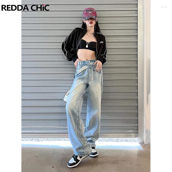Jeans femininos Reddachic Harem Calça Mulheres Baggy com cinto de réias Y2K Trendes de rua coreana de luta