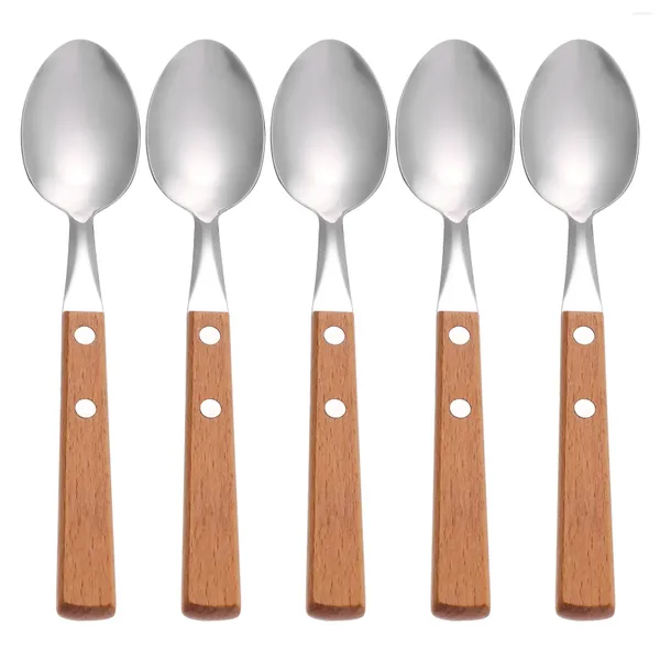 Spoons 5 pezzi 304 Scolette per chitarra in acciaio inossidabile in acciaio inossidabile con manici in legno