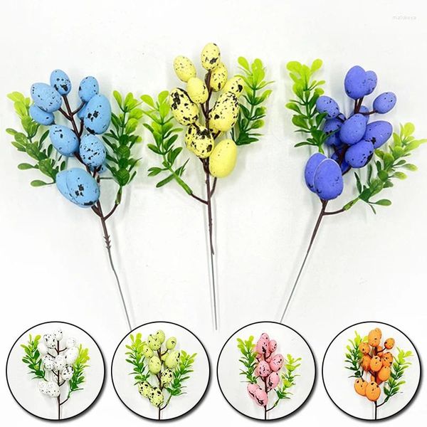 Fiori decorativi 1pc ramo di albero di uova di pasquale colorato dipinto fai -da -te decorazioni per la pianta floreale per festival da festa
