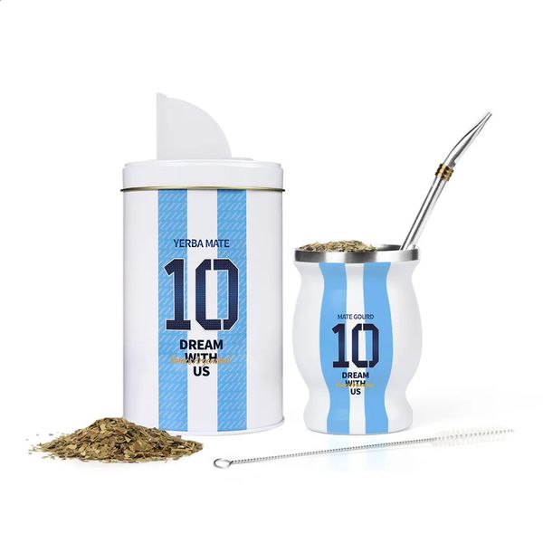 Yerba Mate Çay Kupası Seti Arjantin Kaptan No.10 Yerbero Paslanmaz Çelik Mate Gourd ve Bombilla Straw 240329'u içeriyordu