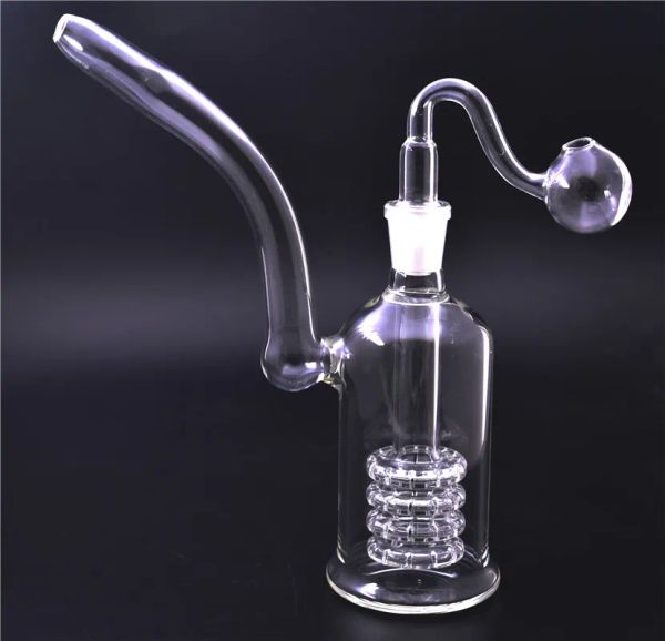 1 pcs bong di vetro spessa vetro catcher bongs inline 4 matrice stereo perc in testa da 8 pollici piattale olio con tubi di bruciatura in vetro da 14 mm ll