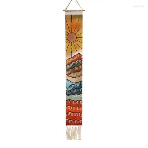 Wandteppiche Makrame Wand Wandteppich Bohemian Quaste Banner Sonne und Mond Kaktus handgefertigt Boho -Ornament Einfache Hintergrunddekoration