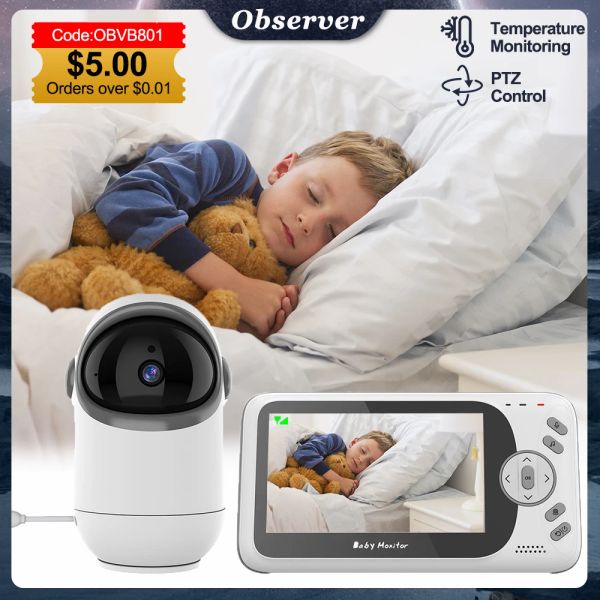 Monitor VB801 Video Baby Monitor con fotocamera in fase di inclinazione Pan Indoor 4,3 pollici 2,4 g wireless a due vie Vision Night Vision Security CAM Babysitter