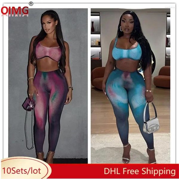 Calças de duas peças femininas 10 roupas de caça no atacado Women Women Sets Sexy Tan Crop Top Leggings Casual Trialsuits de Yoga Roupos de fitness 10289