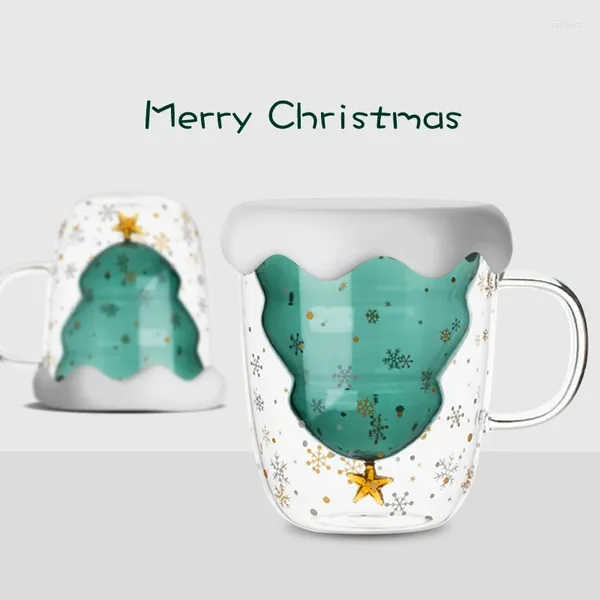 Weingläser Frohe Weihnachtsbaum Doppelwandglas Latte Kaffeetasse Café Shop Xmas Wish Star Event Abenteuerbecher wunderschön Teetasse Geschenk