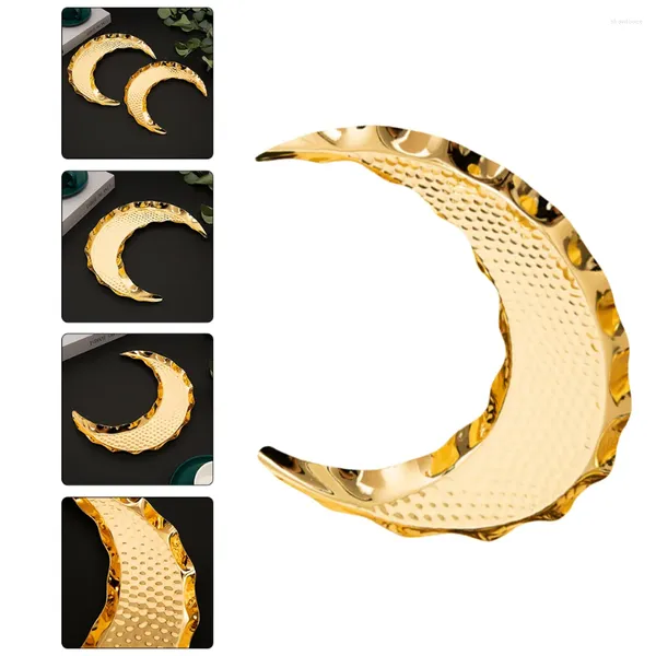 Set di stoviglie vassoio Ramadan oro eid mubarak vassoio di caramelle a forma di luna da ciondolo ginnocchiere da zucchero scolastico