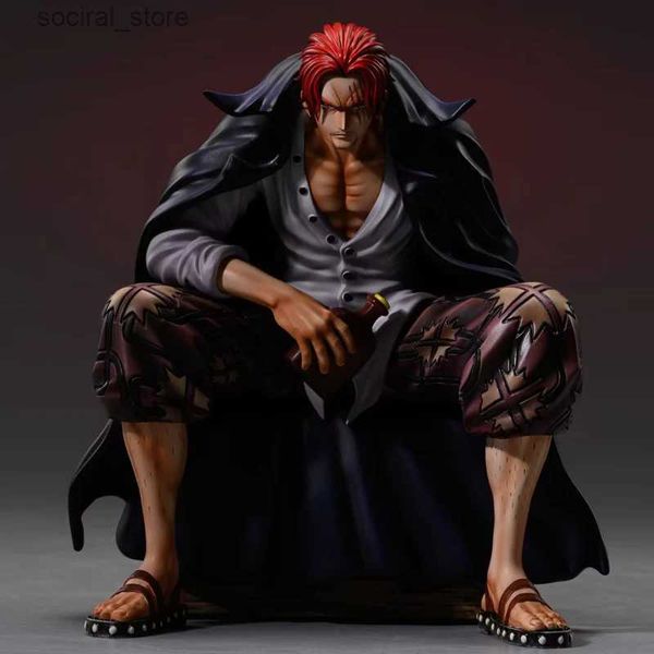 Figuras de brinquedo de ação Novo peça GK Shanks Anime Figura Chronicle Master Stars Plece Bt Sitting Posture Action Figura PVC Collection Model Toys L240402