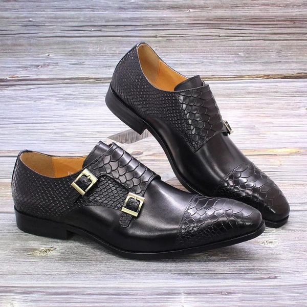 Lässige Schuhe Krokodilmuster echtes Leder Männer Schuhe Vintage Herrengeschäft hochwertiger Mann Kleid Slip auf Schuh A118