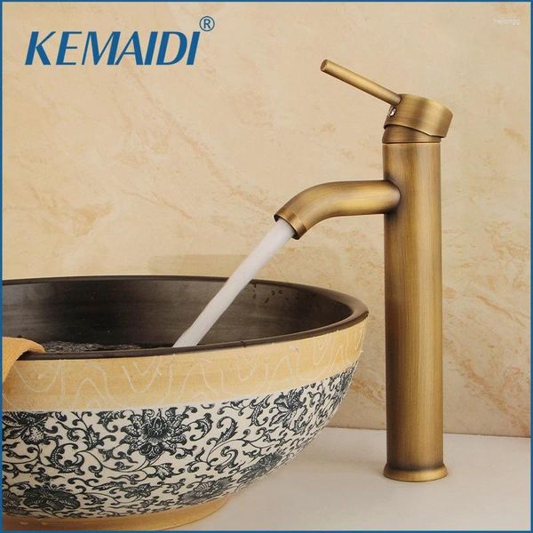 Rubinetti del lavandino da bagno Kemaidi Antique Brass Vaite Rubinetto a manico singolo Vanitario Vanity Acqua fredda Mixer Monte Montato