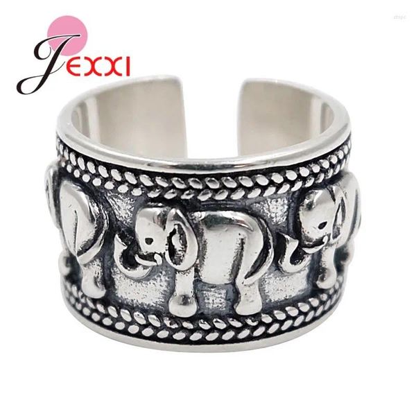 Кластерные кольца корейские 925 серебряный слон серебряного слона для женщин -женская свадьба преувеличенная открытая антикварная оптом