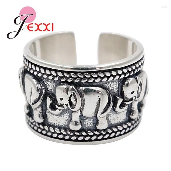 Anelli a grappolo coreano 925 elefante in argento sterling per donna donna femminile esagerato esagerato antico dito antico all'ingrosso