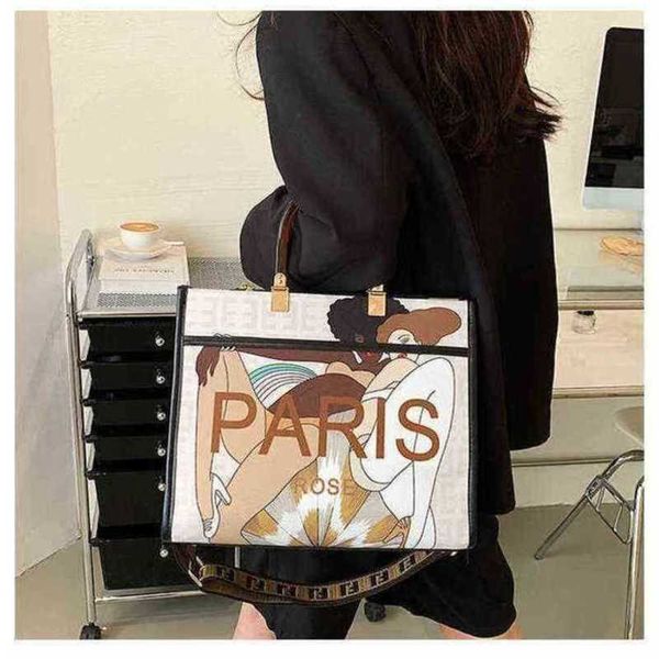 2024 New Designer Womens Crossbody ombro Hand grande Mensageiro Graffiti Pintura colorida Bolsa de impressão