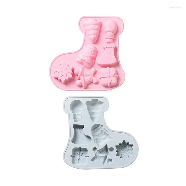 Backformen 7 sogar Weihnachtserie festliche Schneemann -Sockbaum -Silikonform Kuchen DIY Handgemachte Seife Futter komplementärer Reis