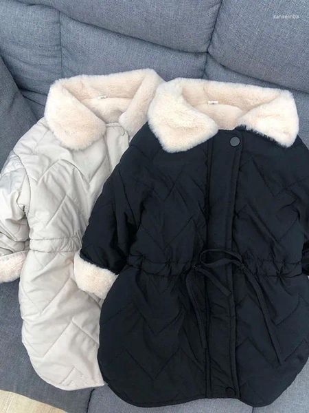 Daunenmantel 2024 Winter koreanischer Stil Baby Girls Baumwollschichten Weiche Fleece Futter dicker warme Kinder Parkas Kinder lange Outwee