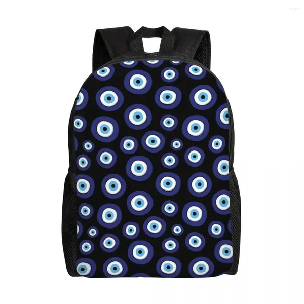 Zaino personalizzato personalizzato Amulet Evil Eye Pattern Women Men Basic Book Bag per Borse per il carico della scuola per la scuola Nazar