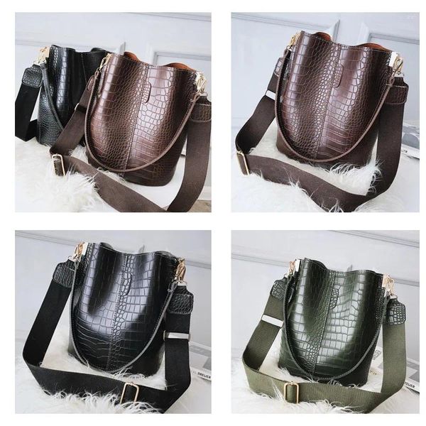 Borse a tracolla Ansloth Crocodile Crossbody Borse per donna Brand Designer Luxury PE Leather Bucket Borse HPS405