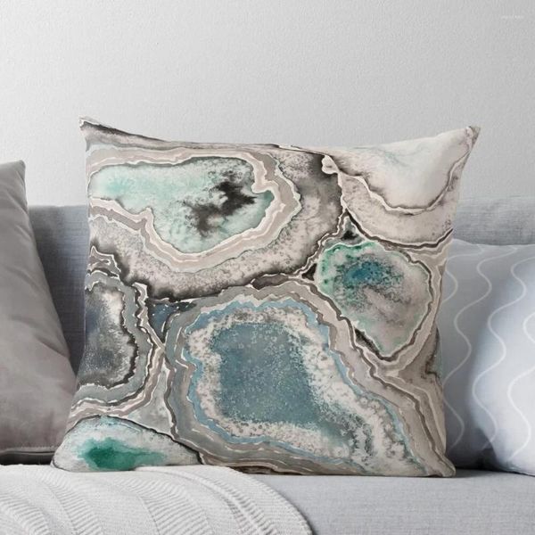 Cuscino Ode to Geode - Blue/Teal Throw Christmas Cestino di divano decorativo S