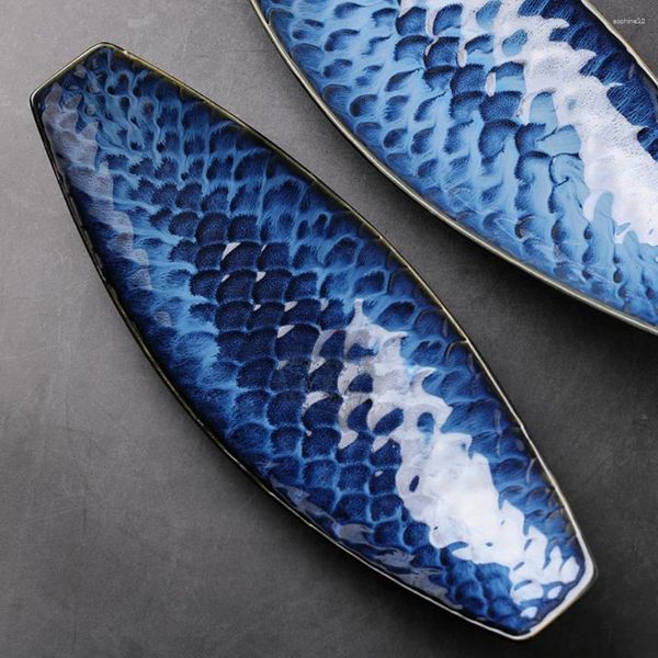 Geschirrsets Sashimi Boat Plate Dessert Sushi Tablett Keramik Gericht Japanische Porzellan -Art zu Hause
