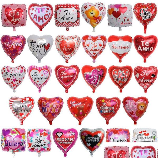 Partydekoration 18inch Spanische Braut und Bräutigam Ich liebe dich Folie Mylar Luftballons Herz Hochzeit Valentinstag Helium Ballon Drop Deliv Dhuxd