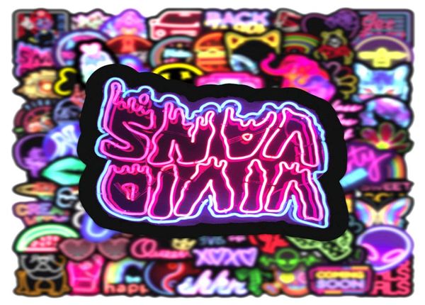 100pcs karışık araba çıkartmaları Graffiti neon ışığı kaykay su şişesi dizüstü dekor dekor ped bisiklet motosiklet kask gitar ps4 ph8010417