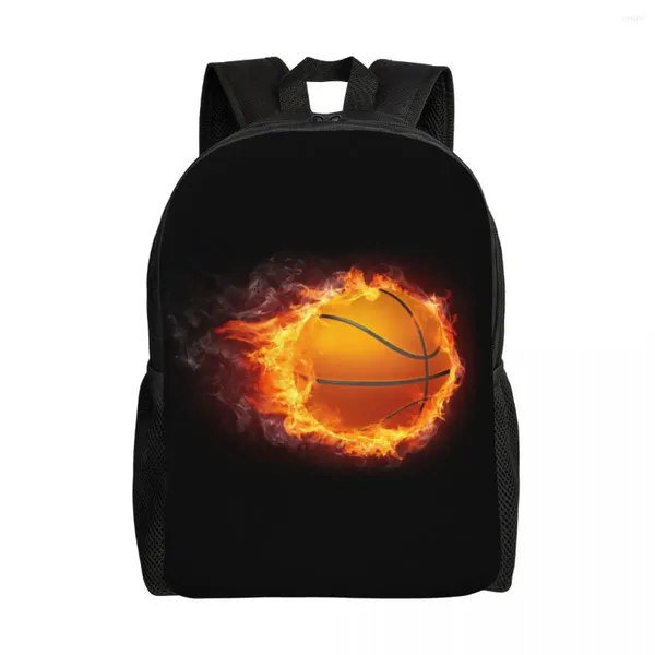 Backpack Flaming Basketball for Men Women School College Students Book Bag si adatta a sacche da sport per laptop da 15 pollici