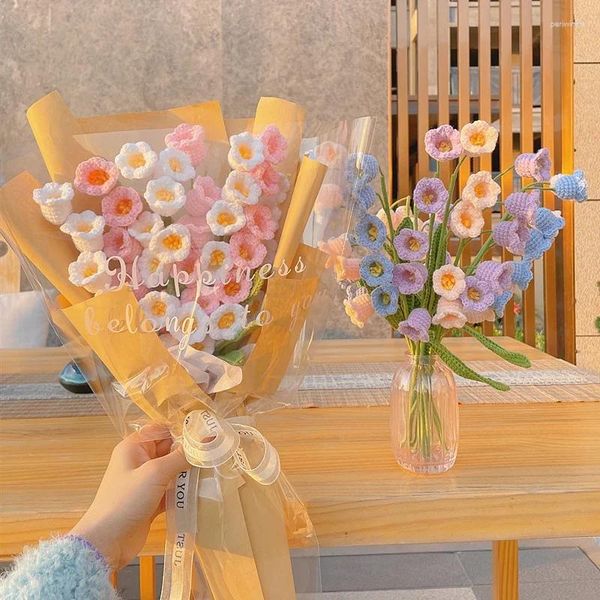 Dekorative Blumen gehäkelte Glockenorchidee handgefertigt künstliche Blumenstrauß Geschenkabschluss
