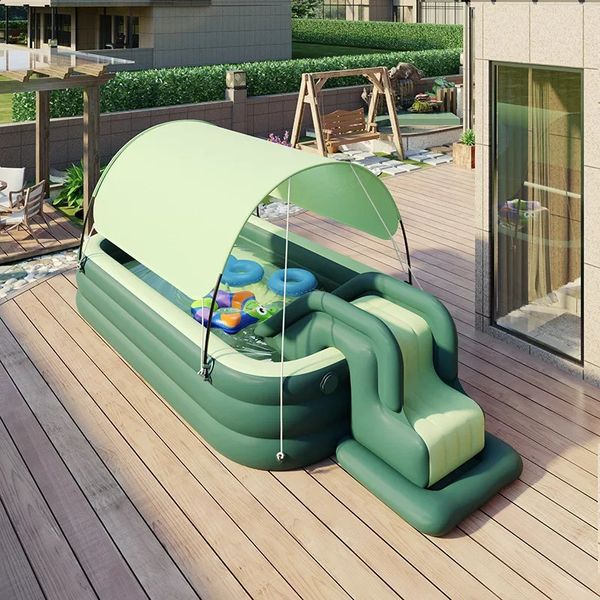 Piscina gonfiabile per bambini con tenda da tenda ad addensare in PVC Piscina per bambini grandi con piscine da esterno per la famiglia 240403