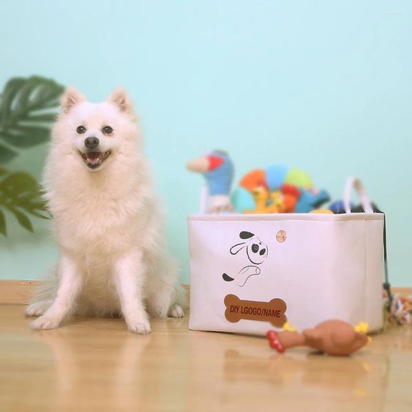 Hundebekleidung Dadugo Personalisierte Spielzeugspeicherkorb benutzerdefinierte ID -Spielzeug Box Faltbare Haustier Drop