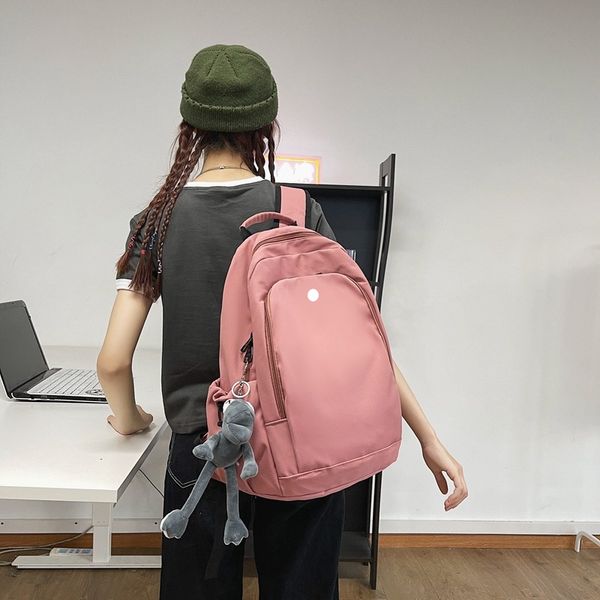 Lulu Frauen Yoga Outdoor -Taschen Einfache monochrome Nylon Rucksack Freizeitstudent Schoolbag Rucksack 5 Farben