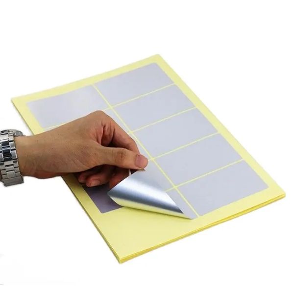 Papel 30heets A4 Sheet Silver Stick Rótulo Prata Pet Plástico adesivos à prova d'água para impressora a laser