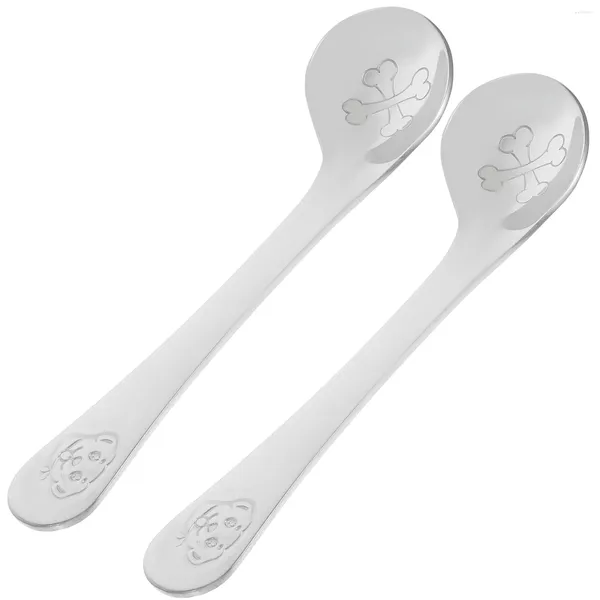 Löffel 2 PCs servieren Utensilien Selbstversorgungslöffel Welpen Kind essen schaufeln Babyversorgungsfuttermittel Kind