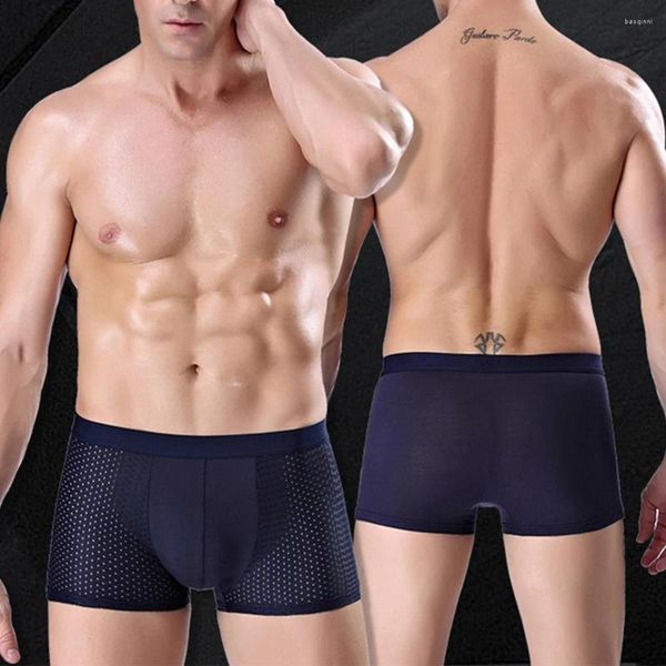 Underpants maschi sexy mutande morbide brief seta di seta ghiacciata maglia pugili traspiranti pantaloncini elastici u sara convessa ultra sottile