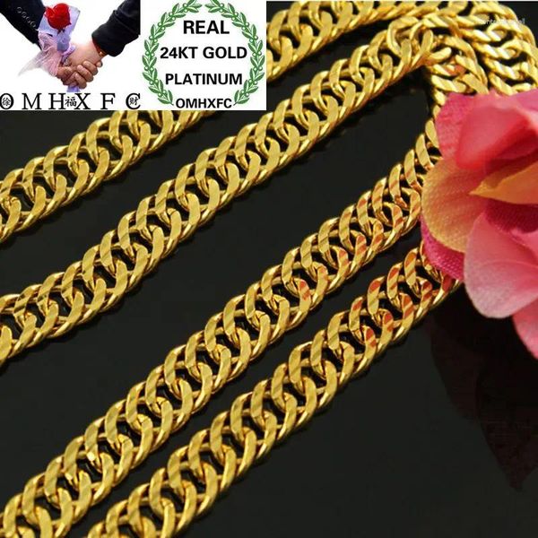 Anhänger MHXFC Großhandel Europäische Mode Mann männliche Party Hochzeitsgeschenk Lang 50 cm breit 6 mm flach Figaro Real 24 kt Goldkette Halskette NL71
